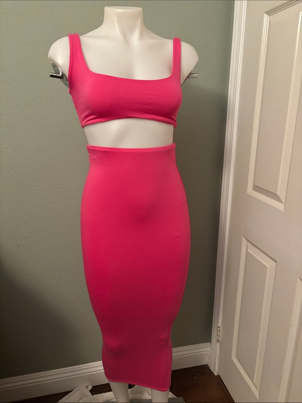 naked wardrobe Hot Pink Two-Piece Skirt Set